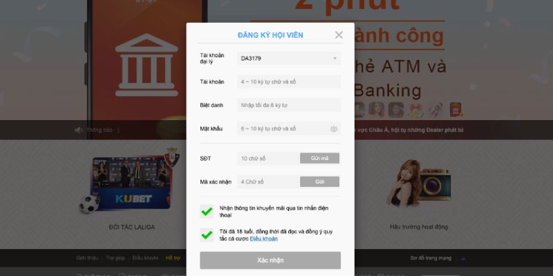 Giao diện đăng ký Kubet77 cực kì dễ dùng kể cả với những người mới